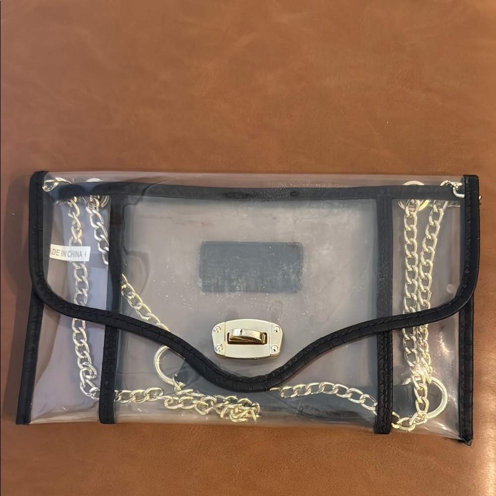 Clear crossbody bag with gold chain